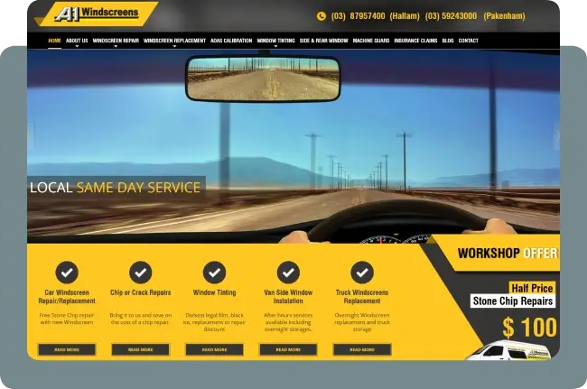 A1 Windscreens Vehicle Windscreen Repair and Replacement Services Website