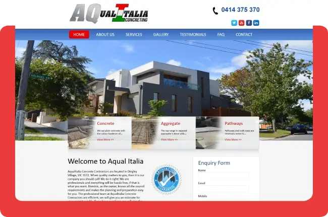 Aqualitalia concrete contractors website design and local SEO case study