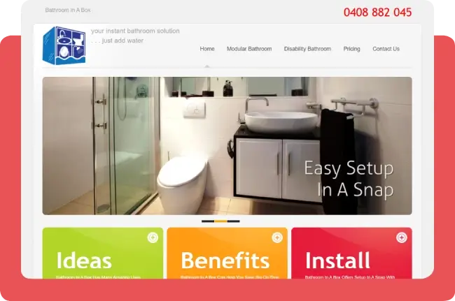 Bathroom In A Box modular bathroom and accessibility solutions website design case study