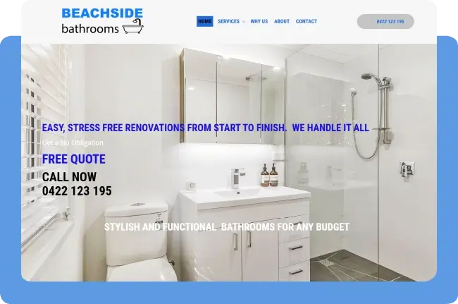 Beachside Bathrooms renovation website design case study