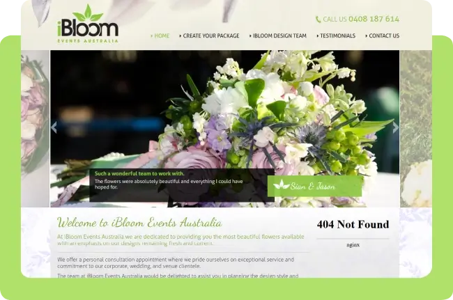 iBloom Events Australia floral design and wedding website showcase