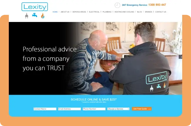Lexity website design and local trades digital marketing showcase by Karma Web Wizards