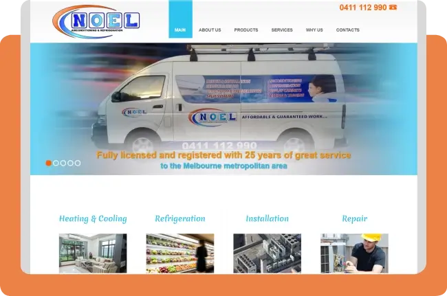 Noel Aircon HVAC and refrigeration website design case study