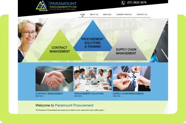 Paramount Procurement supply chain and business consultancy website design case study